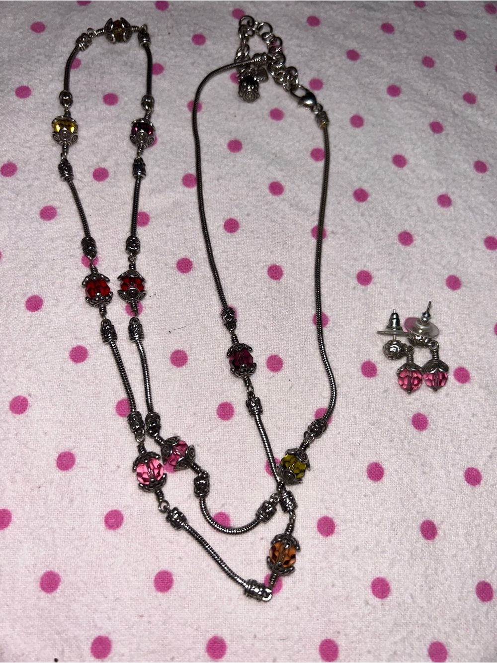Brighton Multicolor Bead Necklace and Stud Dangle Earring Set